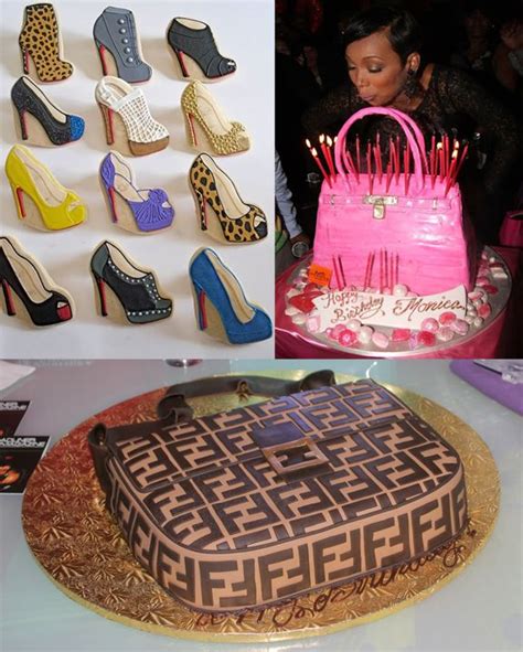 Fendi Cake, Louboutin shoes cookies, Berken Bag cake .